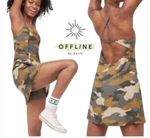 OFFLINE by Aerie Maggie Camouflage Exercise Dress with Built-in Shorts Size XS